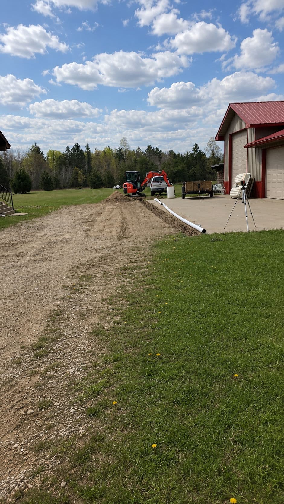Gallery photos for Crushed Concrete Driveway with Garage Drainage Pipe Fix: Image #1